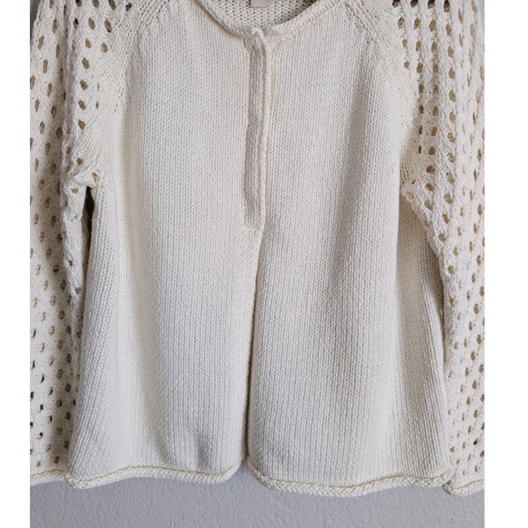 Sundance Cottage Romantic White Rolled Neck Crochet Sleeves Cardigan - Picture 5 of 7